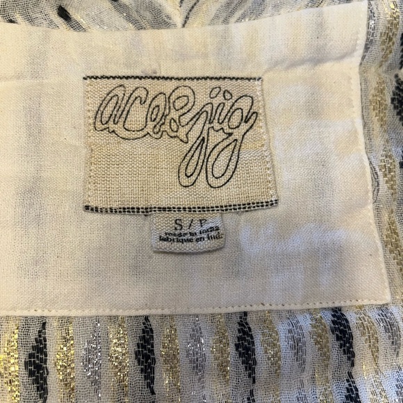 Ace & Jig Metallic Striped Open-Front Organic Cotton Jacket- Small - Picture 4 of 5